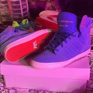 Supra High-Top Sneakers - Blue with Red Soles